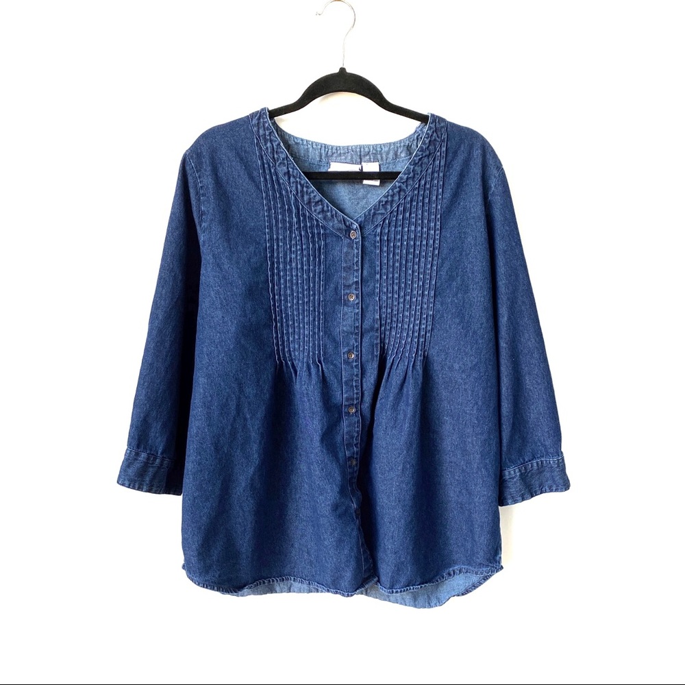 THE VERMONT COUNTRY STORE,Denim Blouse Sz L